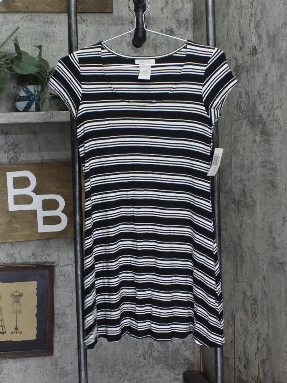 Teeze Me Black Unedited By Teeze Me Juniors Knit Striped A Line Dress Sz XS